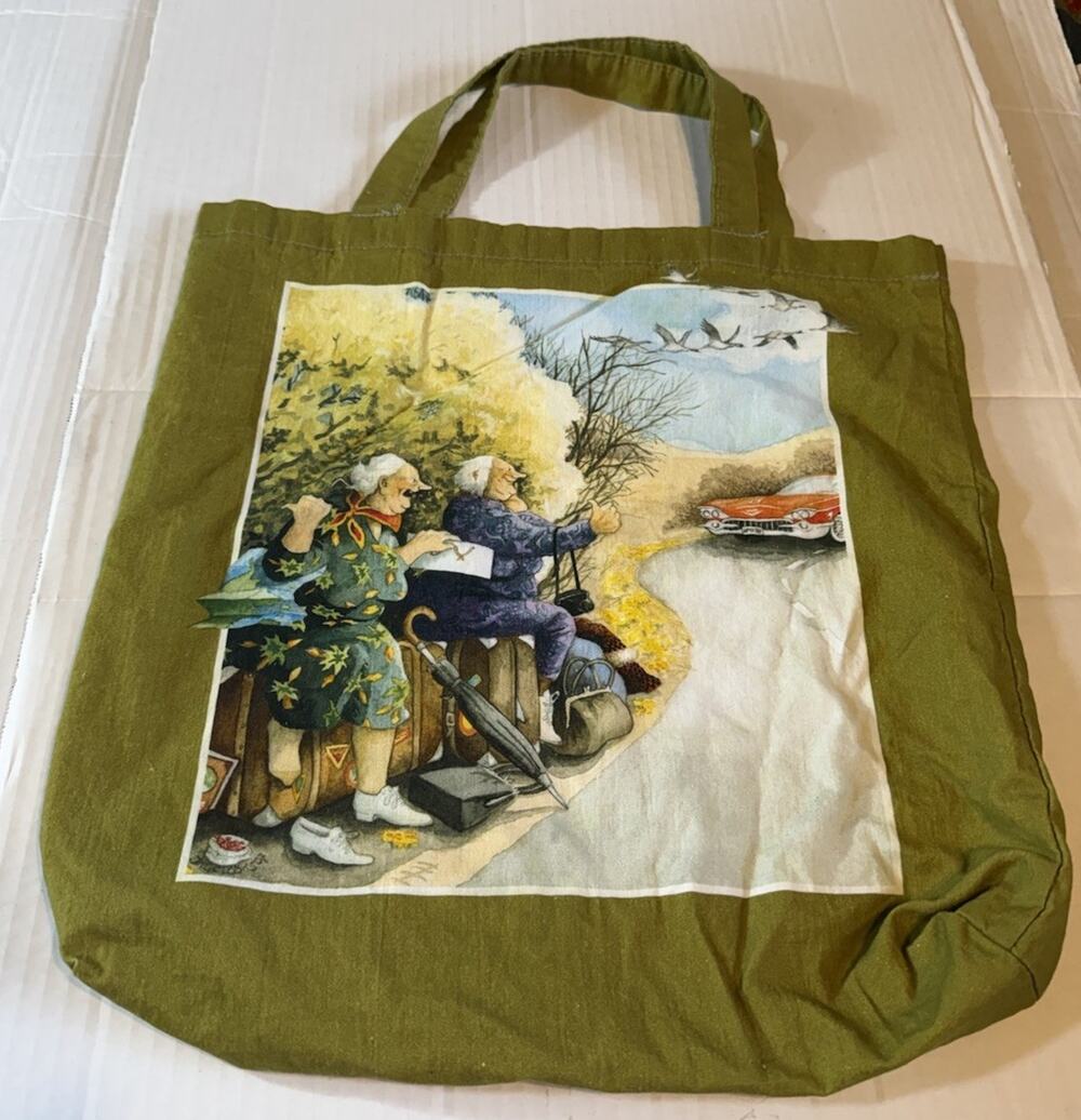 Inge Look Finish Artist Tote Bag the "Aunties Lifting" Bag Green